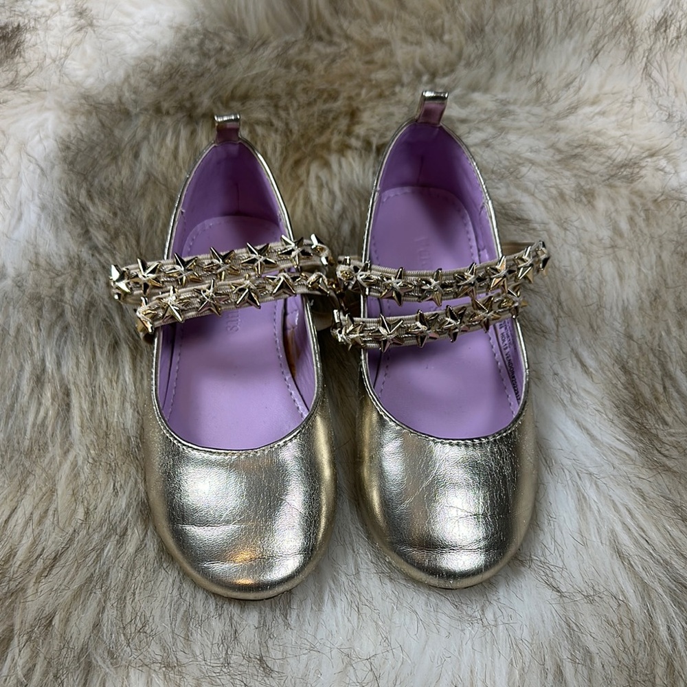 Crewcuts Gold Kids Shoes with Star Straps, Size 11
